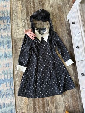 Wednesday Addams Halloween costume / dress, wig, hand